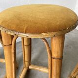 Set of three rattan high stools