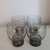 Vintage 60s/70s liqueur set in smoked glass with rim