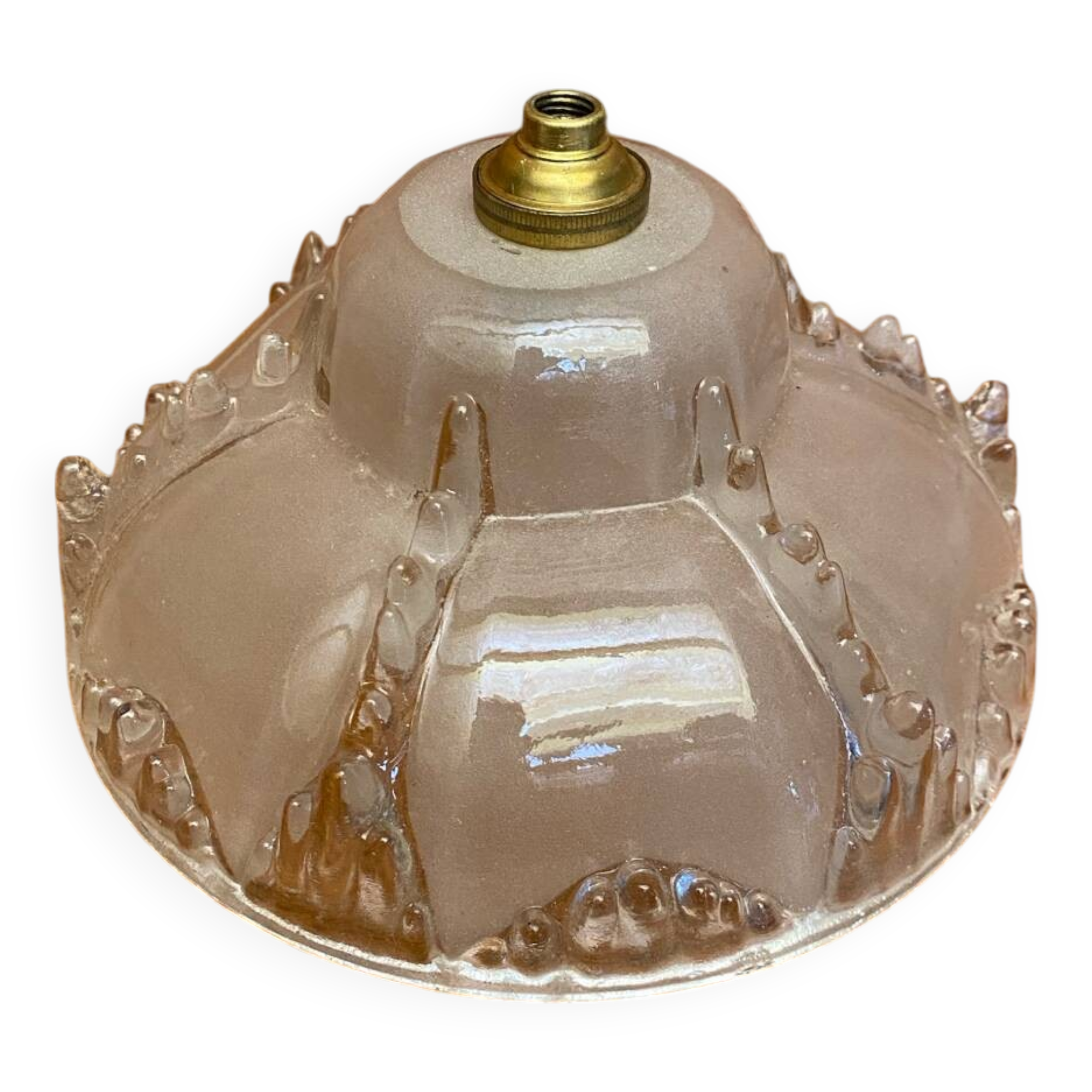 Antique Pendant Light Globe Molded Glass Art Deco Frosted Vintage