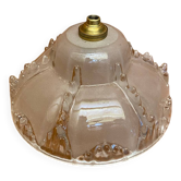 Suspension Ancienne Globe Verre Moulé Art Déco  Dépoli Vintage