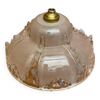 Suspension Ancienne Globe Verre Moulé Art Déco  Dépoli Vintage