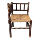 Vintage corner chair in turned wood and straw