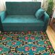 Bohemian blue handwoven carpet with roses made in Romania