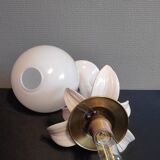 Italian white ceramic palm lamp and opaline globe