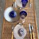 8 vintage blown glass plates with swirl decoration