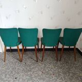 Lot de 4 chaises vintage scandinave verte et bois