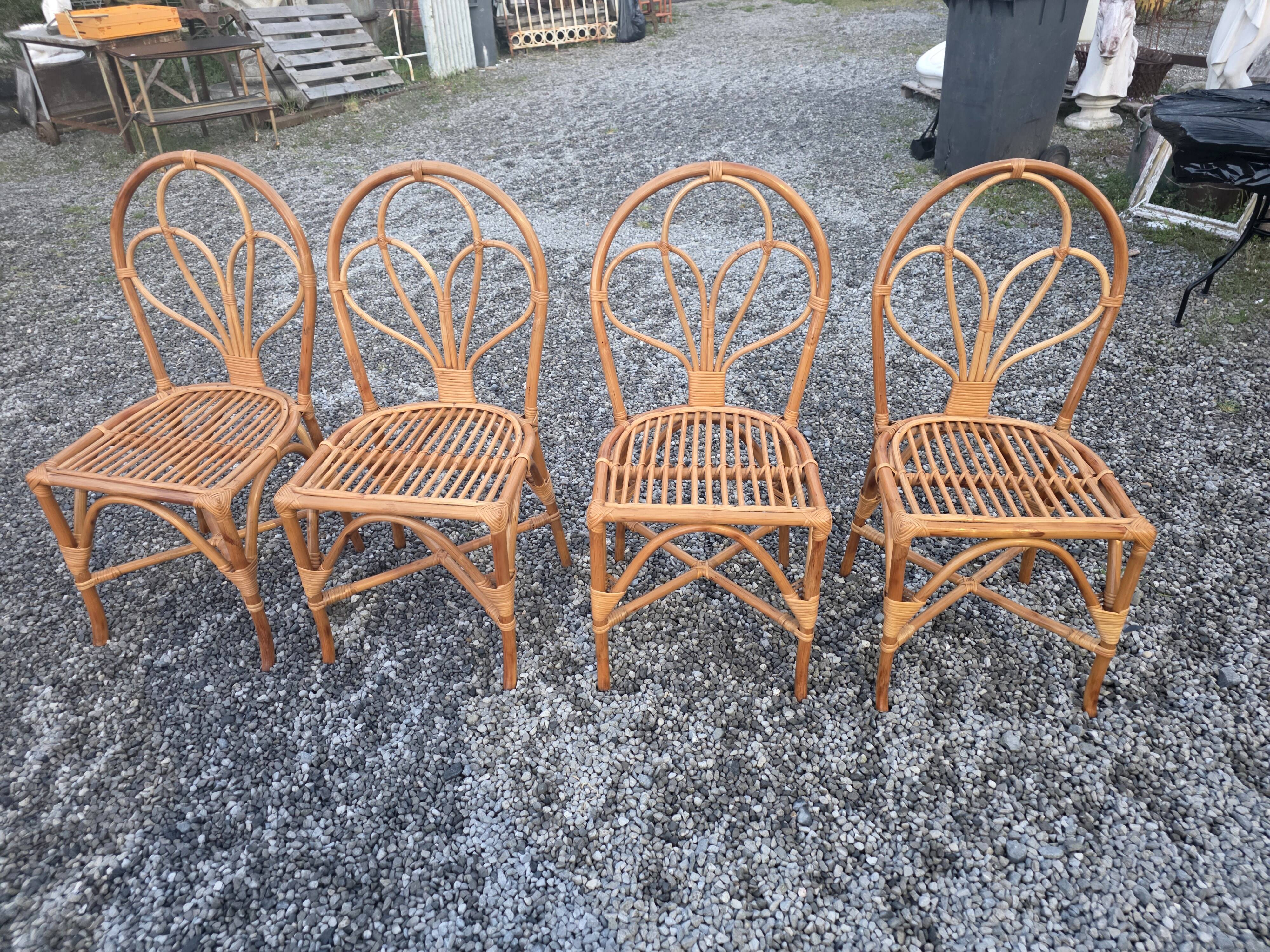 4 rattan chairs from the 1970s