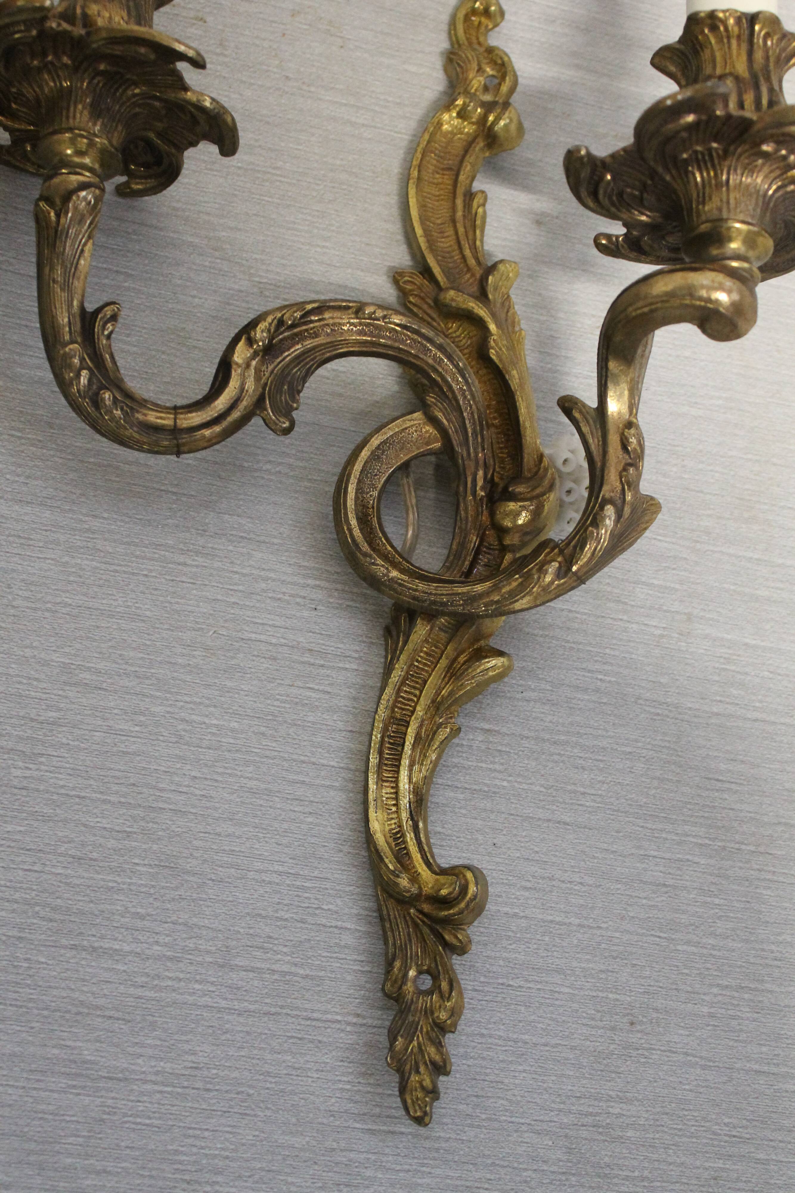 Pair of Louis XV style gilded bronze appliques