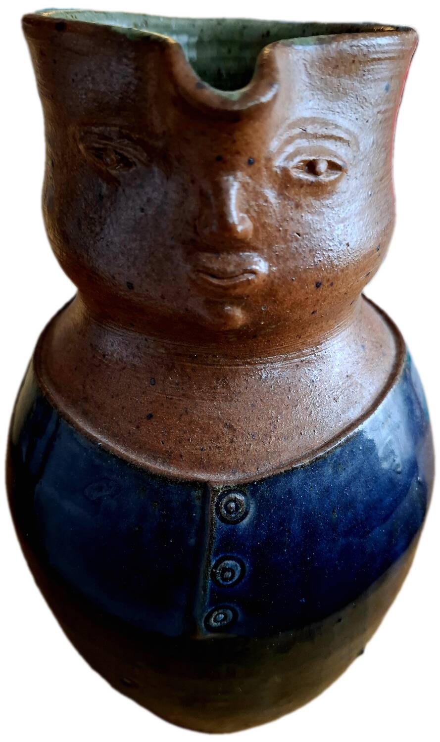Pichet bicolore anthropomorphe en céramique Nigon Savignies