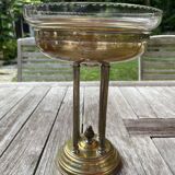 Antique Centerpiece Fruit Bowl in Gilded Brass with Fine Chiseled Glass Bowl