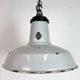 Industrial Grey Enamel Factory Pendant Lamp, 1960s
