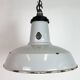 Industrial Grey Enamel Factory Pendant Lamp, 1960s