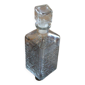 Carafe à whisky en cristal bouchon cube années 80