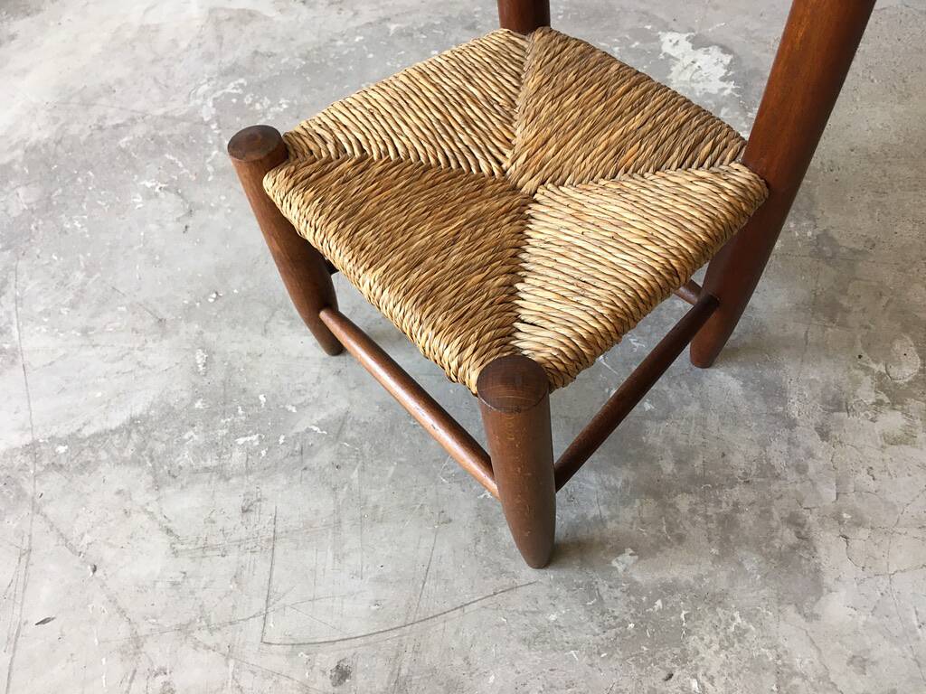 Chaise enfant en bois et paille