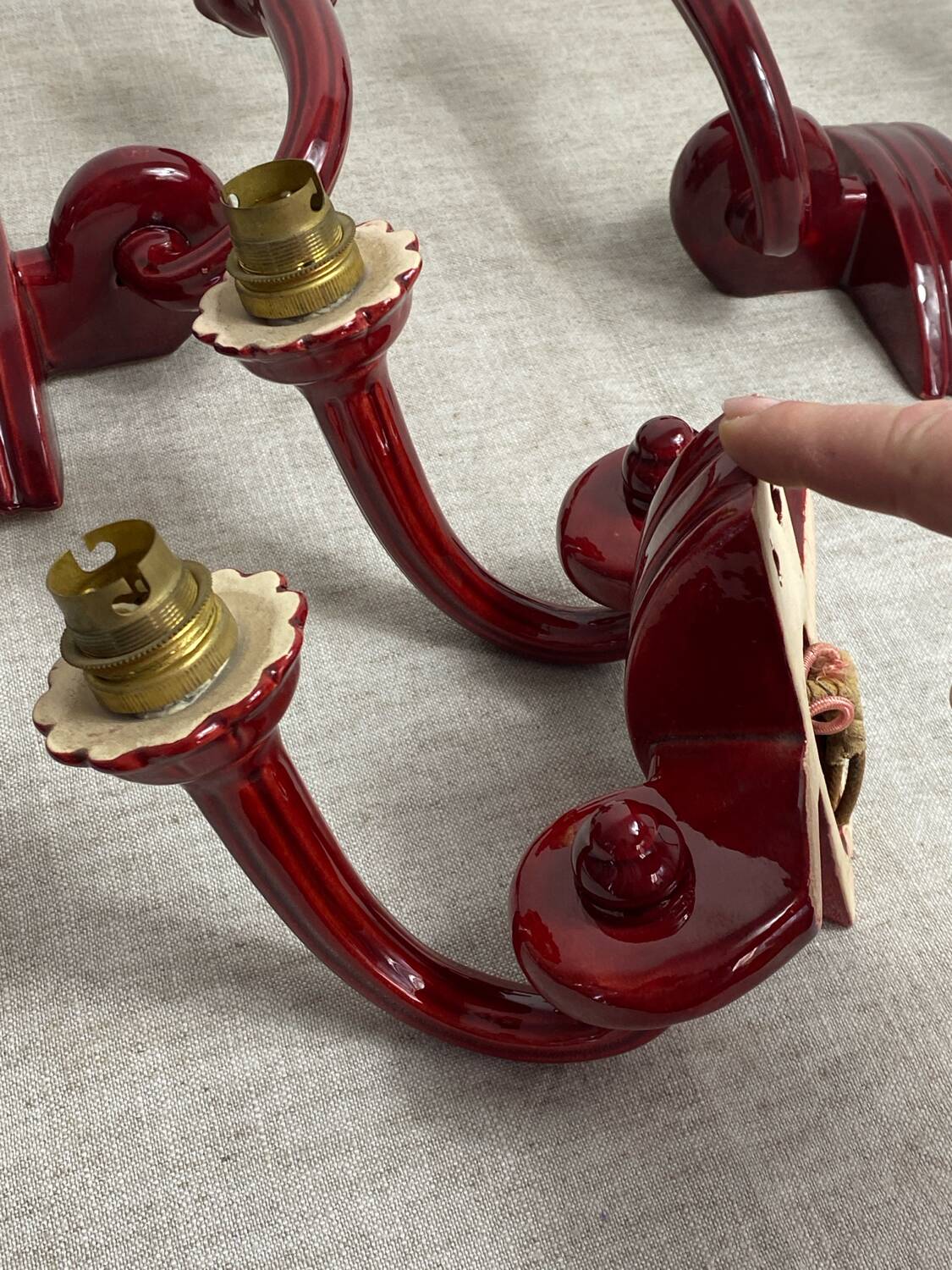 Art Deco ceramic wall lights, adjustable arms