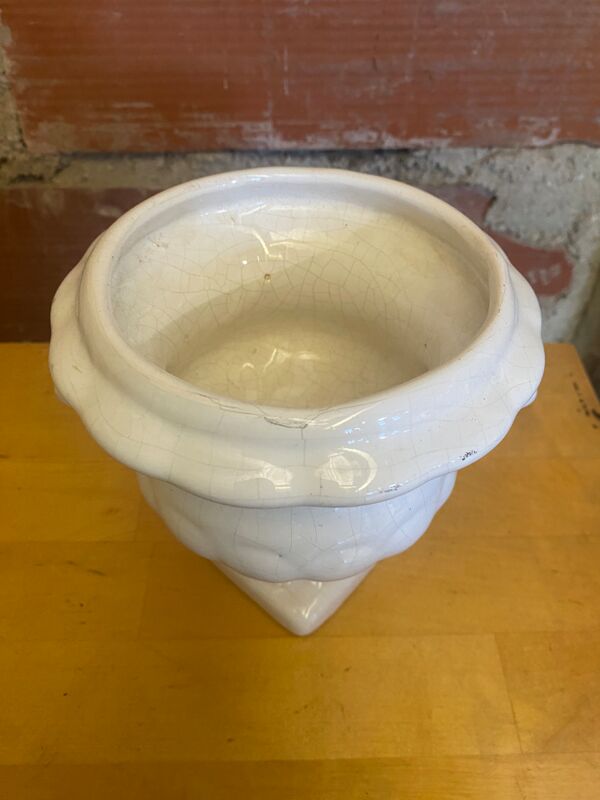 Vase Ancien Médicis Céramique Blanche Made In France Vintage #E016