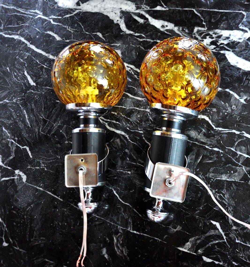 Pair of Murano wall lamps, Italy, 1970