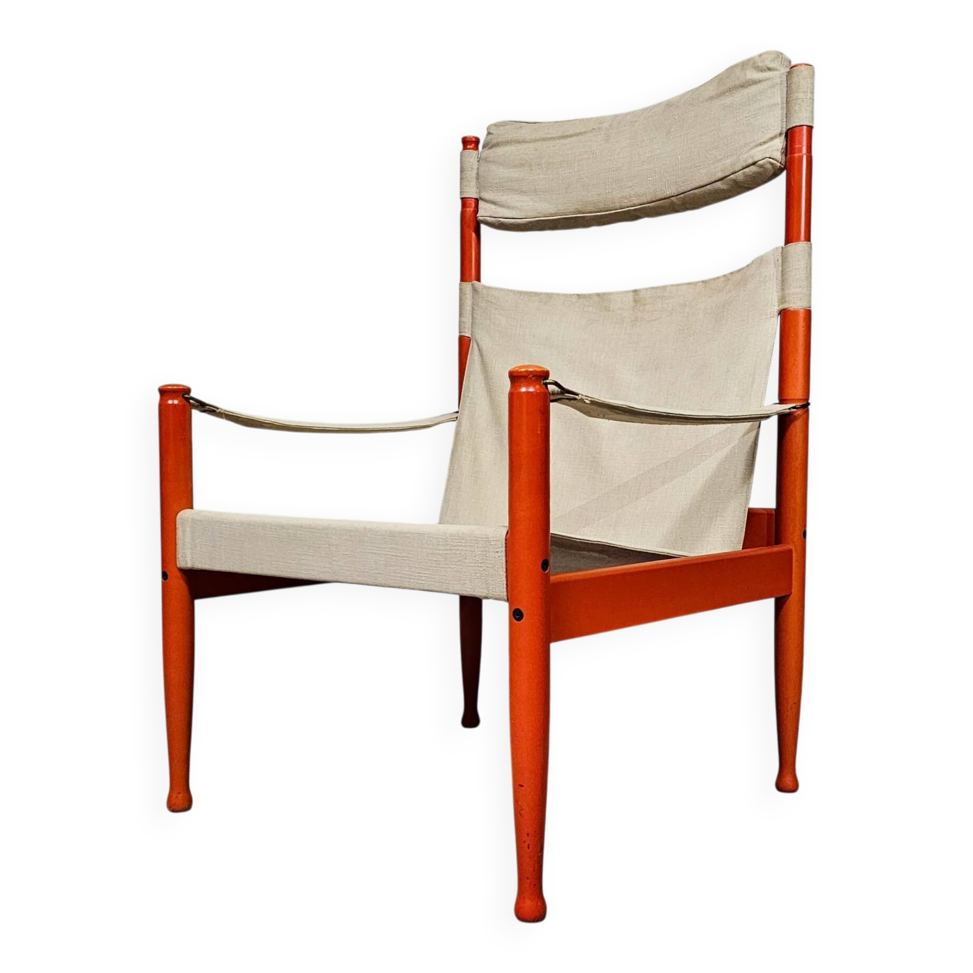 Safari lounge chair, model 30, designed by Erik Worts and manufactured by Niels Eilersen, Denmark 1960.