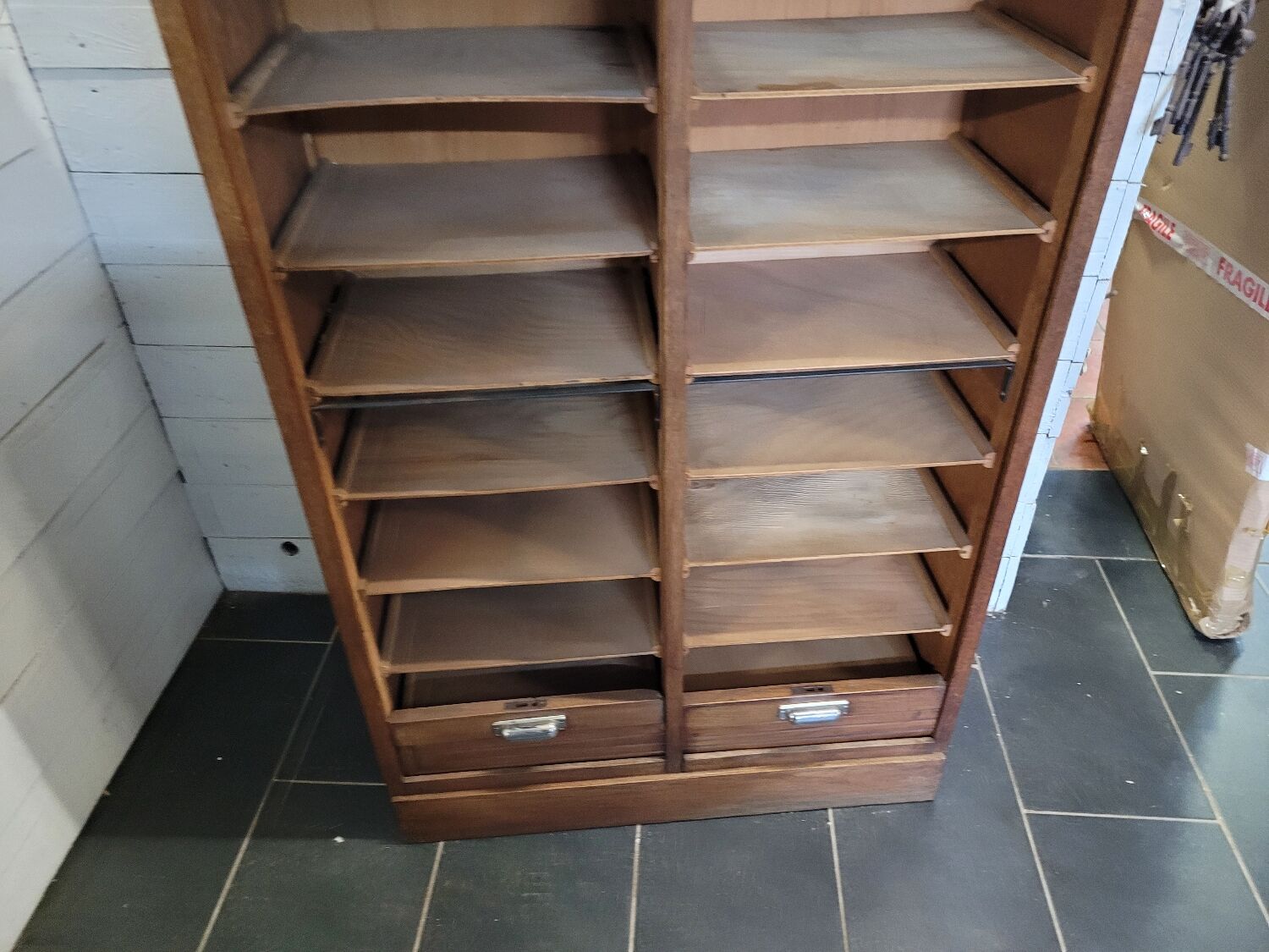 Double oak curtain file cabinet