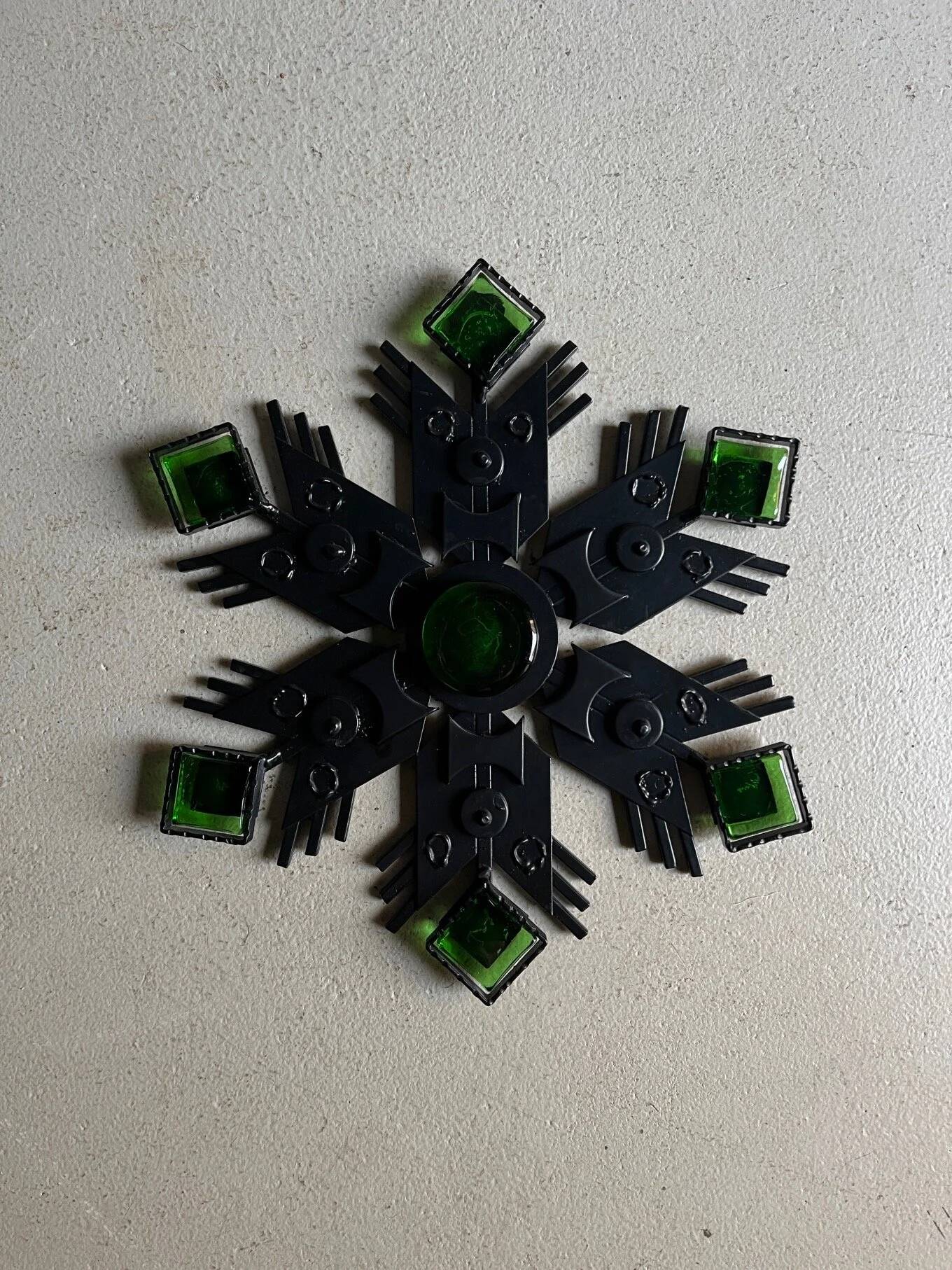 Dantoft black metal art glass wall decor | Denmark | 1960s