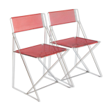 Pair of vintage X-Line chairs in enamelled and chromed metal by N.J. Haugesen for Bent Krogh