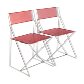 Pair of vintage X-Line chairs in enamelled and chromed metal by N.J. Haugesen for Bent Krogh