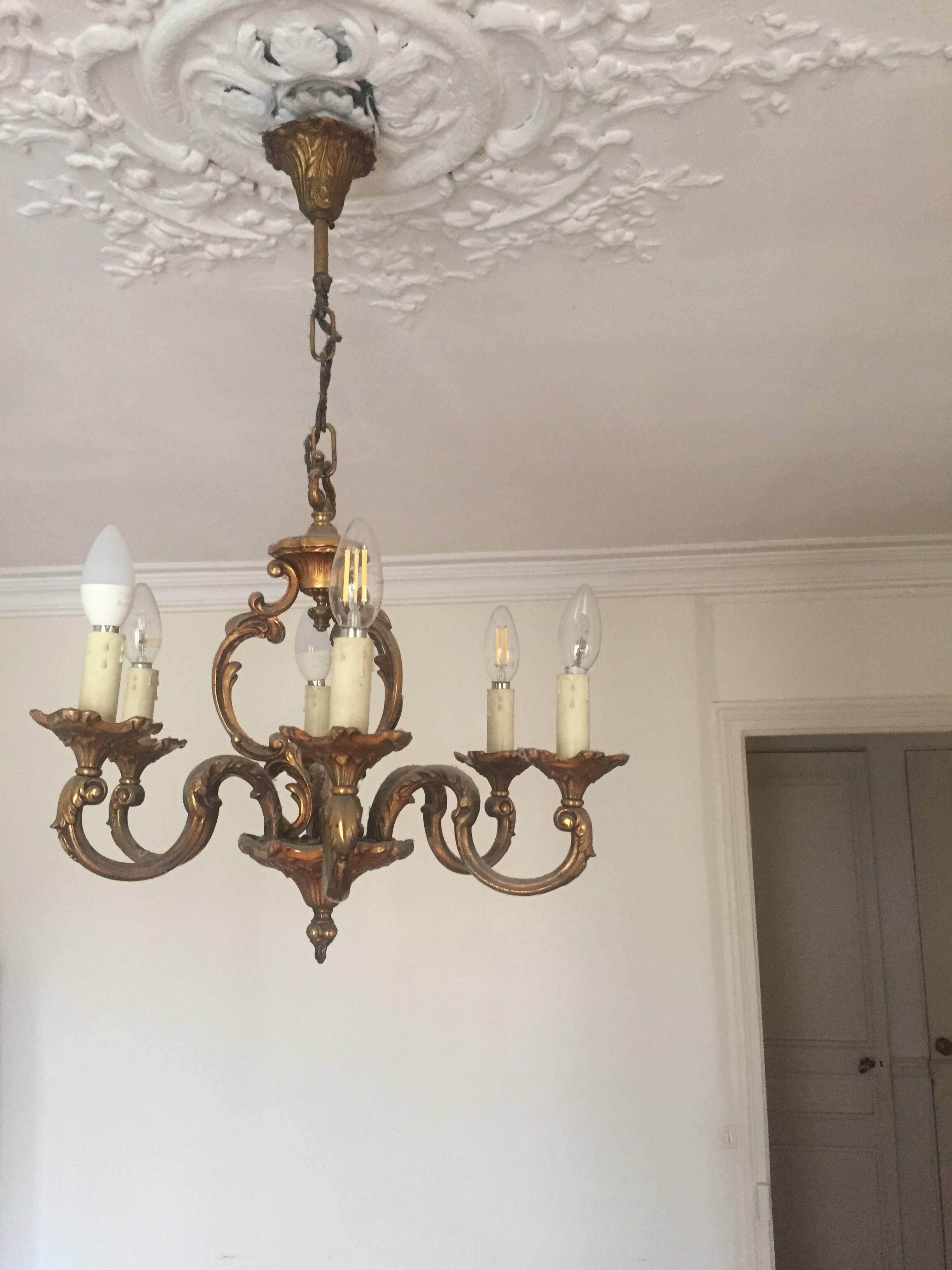 bronze 6-branch chandelier
