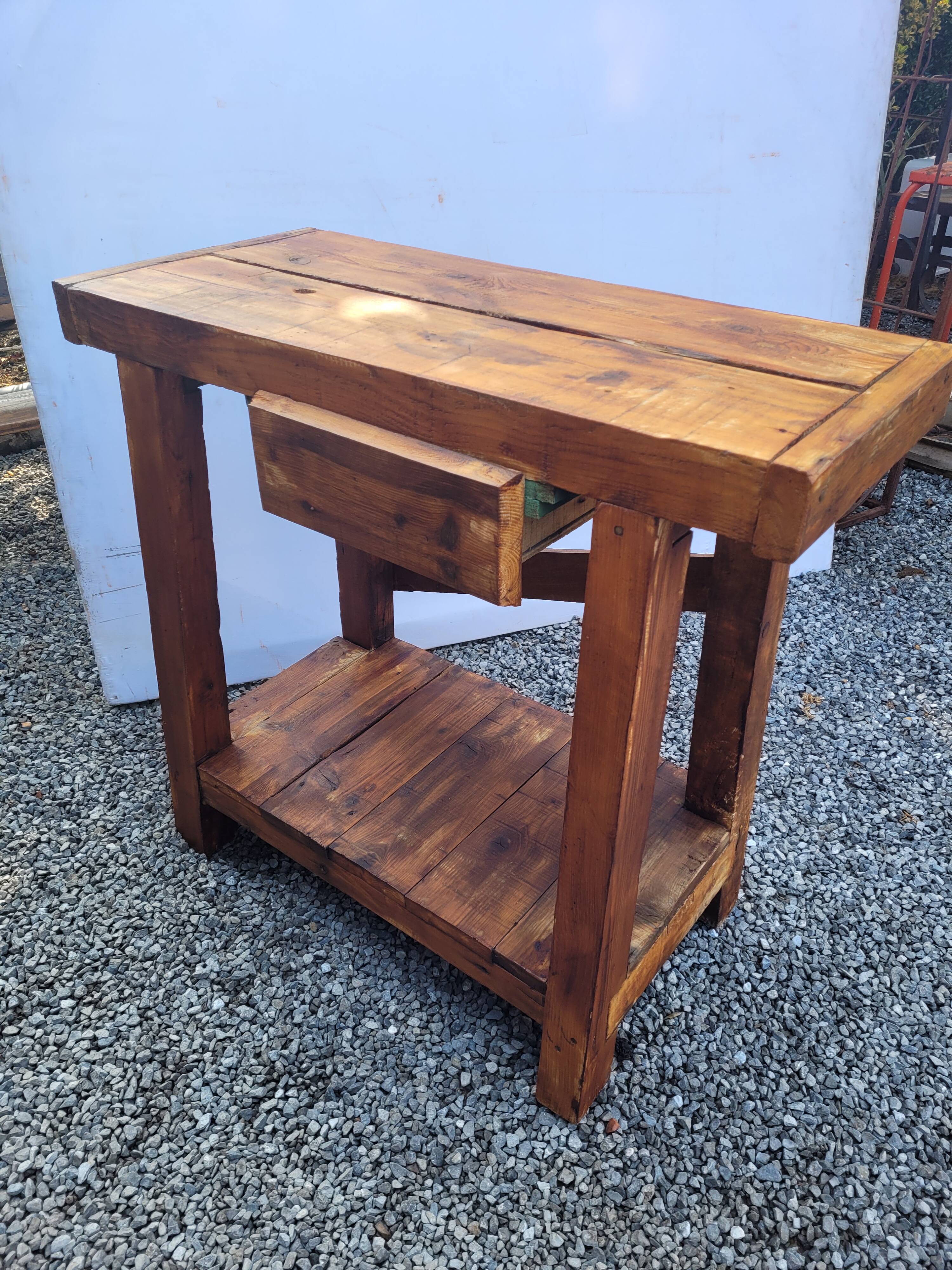 Wooden workbench 101×90cms with 1 drawer
