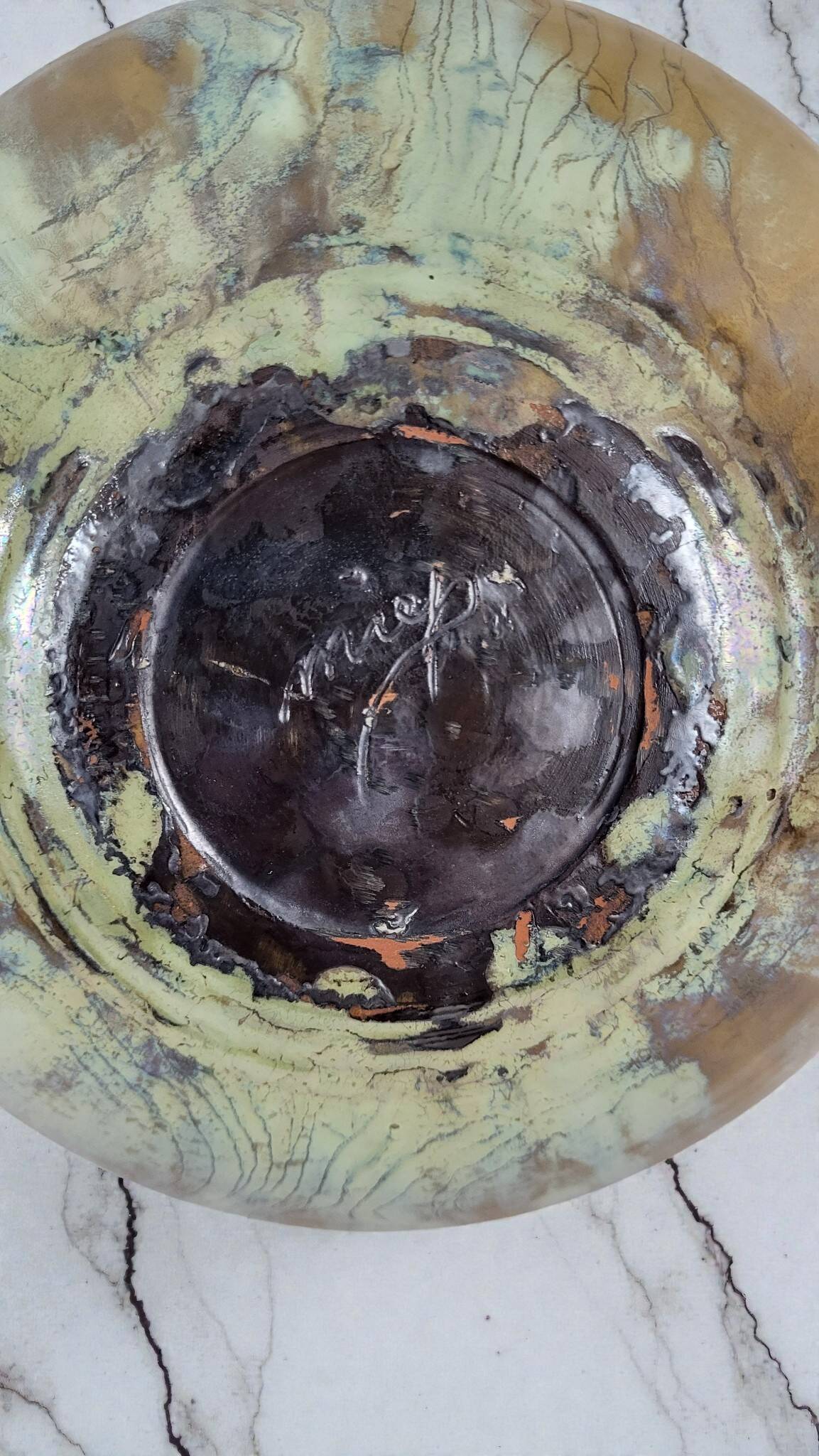 Stoneware salad bowl signed Anne Marie Sybesma De Bay, aka MIEP La Borne