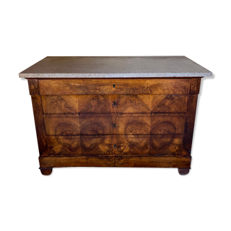 Commode Louis Philippe en noyer et plateau pierre