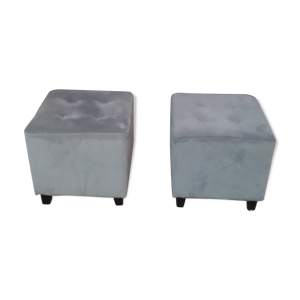 Paire de poufs cubique en tissu