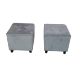 Pair of cubic pouf in padded fabric