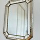 Vintage Spanish Venetian-style wall mirror, octagonal brass, 1980s Hollywood Regency