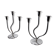 Pair of art deco candlesticks in stainless steel 3 flames, Spain, 1970
