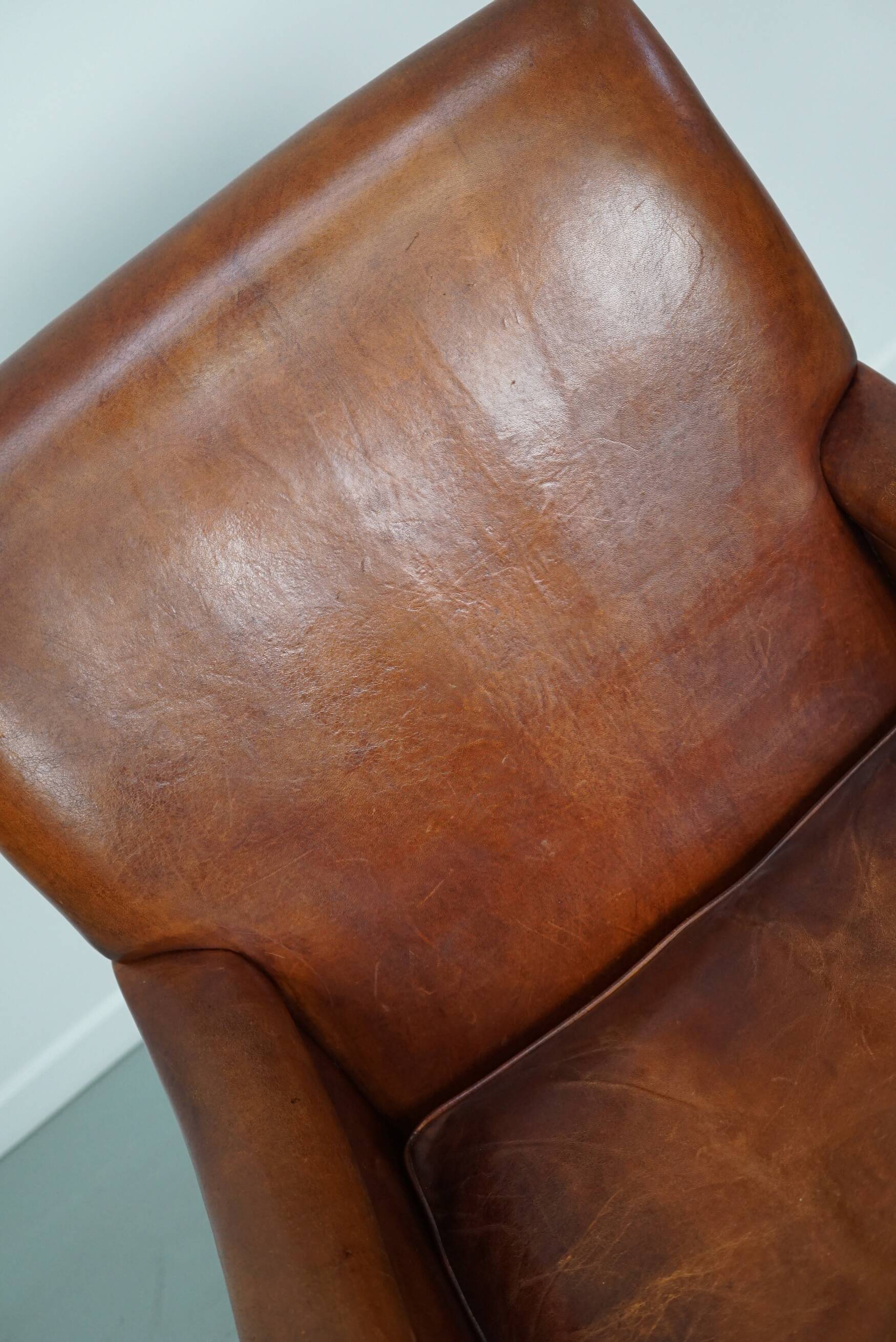 Vintage Dutch Cognac Colored Leather Club Chair