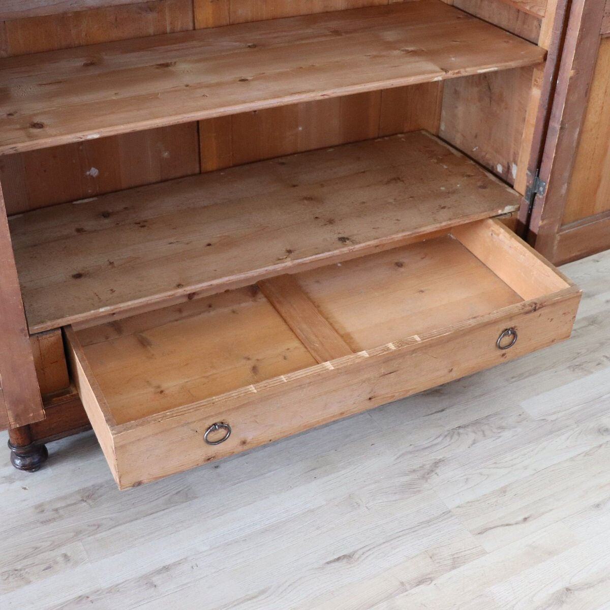 Rare Small Antique Wardrobe In Walnut And Marble Top, Italy 19th Century