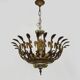 Half-basket chandelier with 5 lights in bronze and Spanish ceramic. 1960s