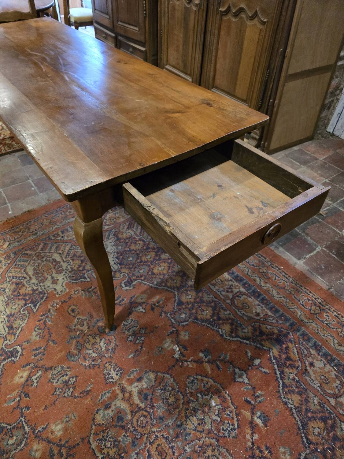 19th century solid cherry wood farmhouse table