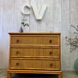 Vintage rattan chest of drawers