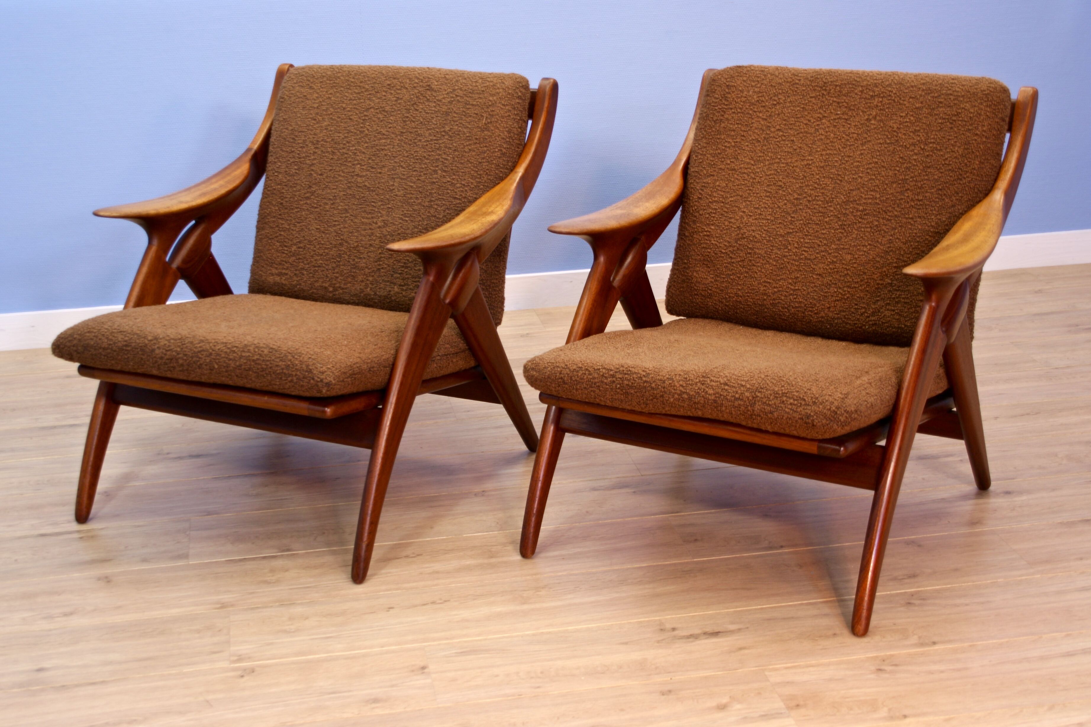 Set of 2 lounge chairs 'De Knoop' in teak by De Ster, 1960s