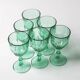 Set of 6 Vintage Green Wine Glasses / Stem Flutes / Crisal / Portugal 2000s