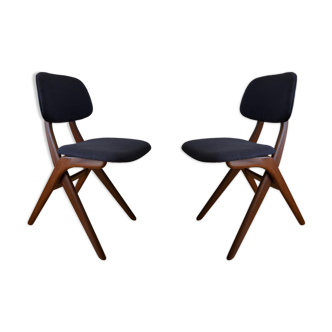 Teak Scissor Chairs By Louis Van Teeffelen For Webe, 1960s, Set Of 2