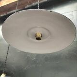 3 blue enameled sheet metal pendant lights