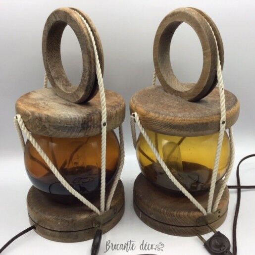 Pair of electrified vintage lanterns to install or hang