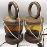 Pair of electrified vintage lanterns to install or hang
