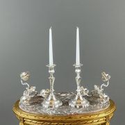 Pair of silver-plated candelabra, Louis XV style, 20th century