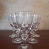 Set of 6 antique engraved glasses