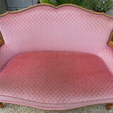 Pink velvet vintage sofa bench