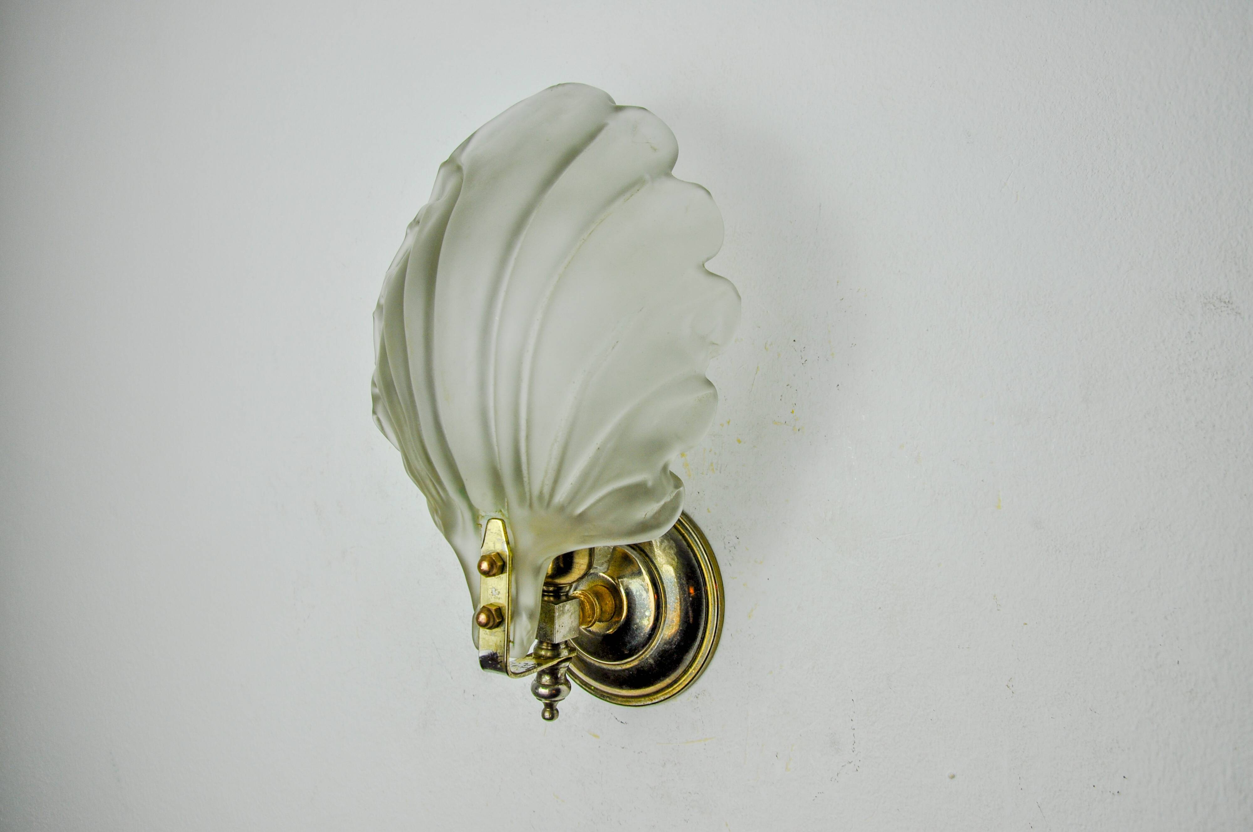 Shell wall lamp, murano glass, italy, 1970
