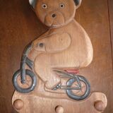 Vintage wooden bicycle bear coat rack